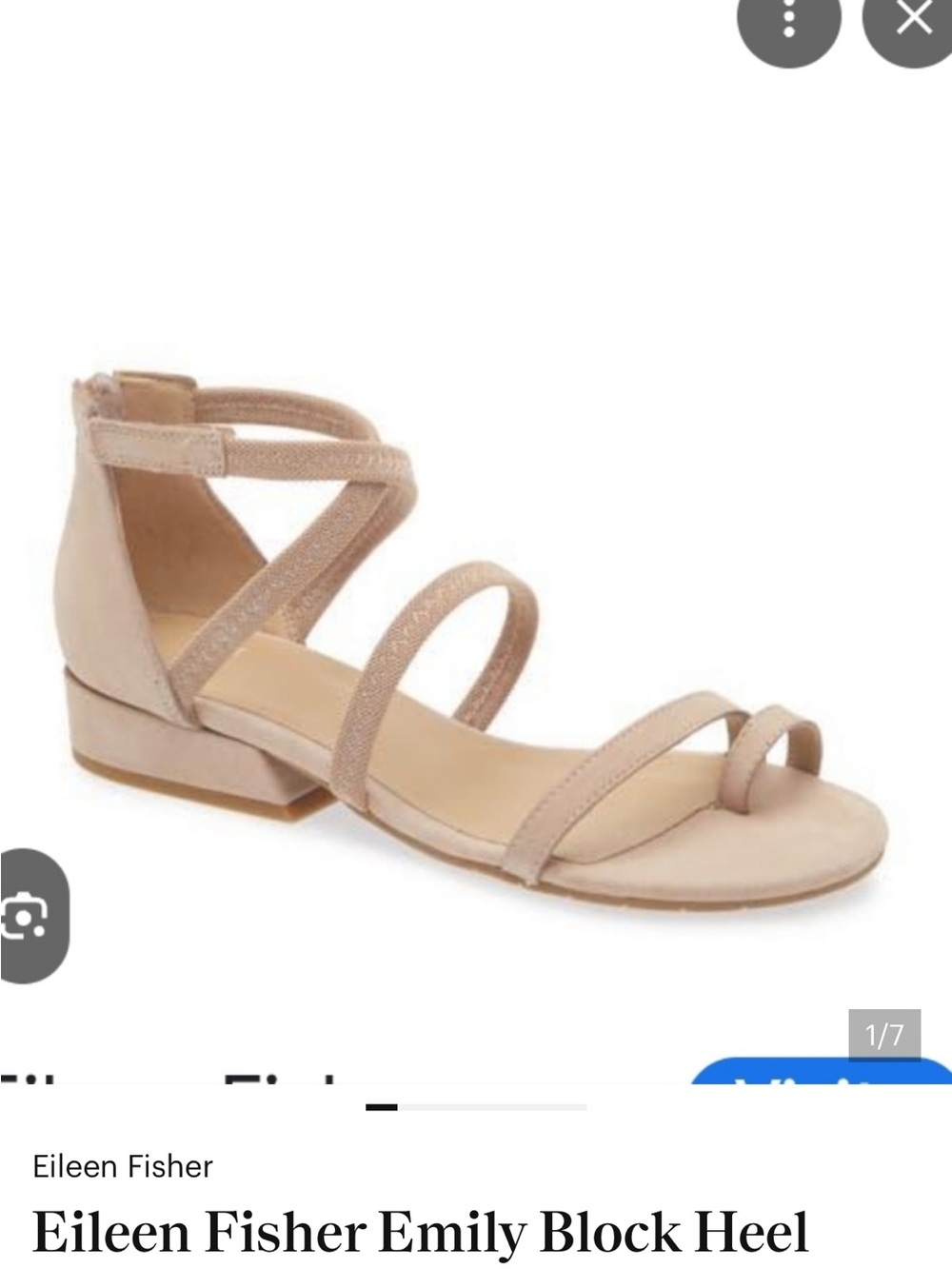 Eileen Fisher Strappy Low Block Heel Sandal in Nude